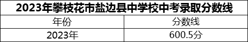 2024年攀枝花市鹽邊縣中學(xué)校招生分數(shù)是多少分？