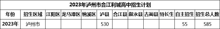 2024年瀘州市合江利城高中招生計(jì)劃是多少？
