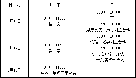 2020年涼山州中考時(shí)間是多久，會(huì)改變嗎？